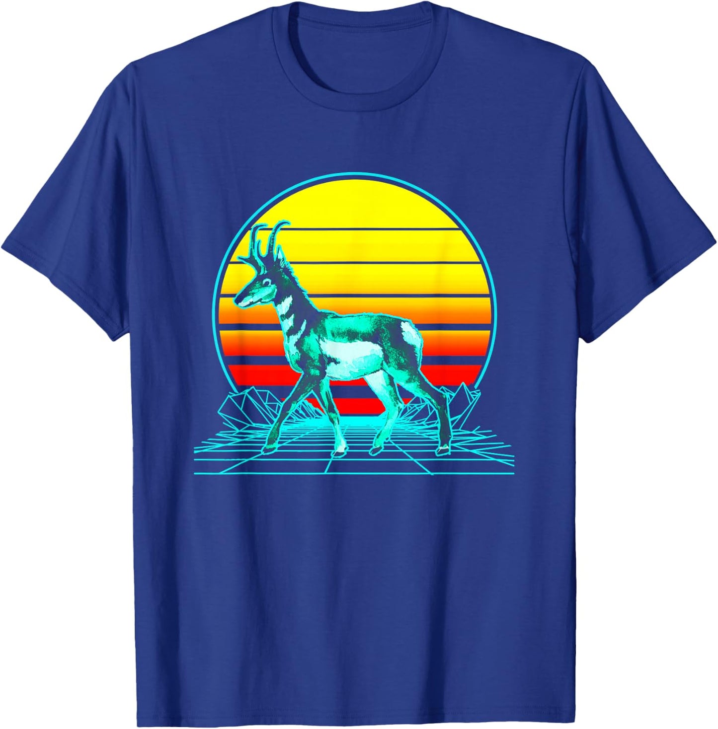 Retro Pronghorn Vaporwave T-Shirt - T-Shirt | Royal