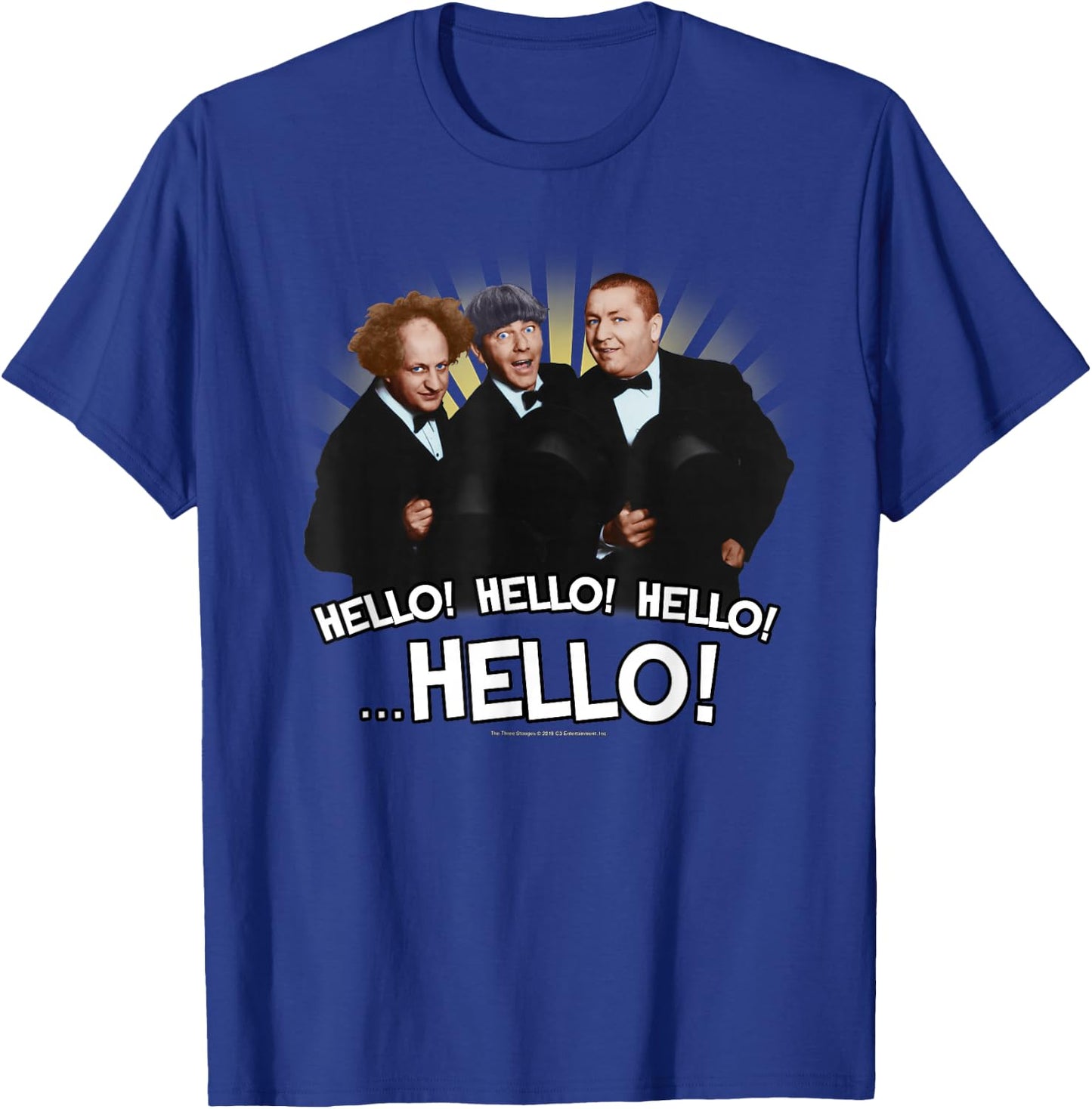 TTS- The Three Stooges Hello! Hello! Hello! ...Hello! T-Shirt - T-Shirt | Royal