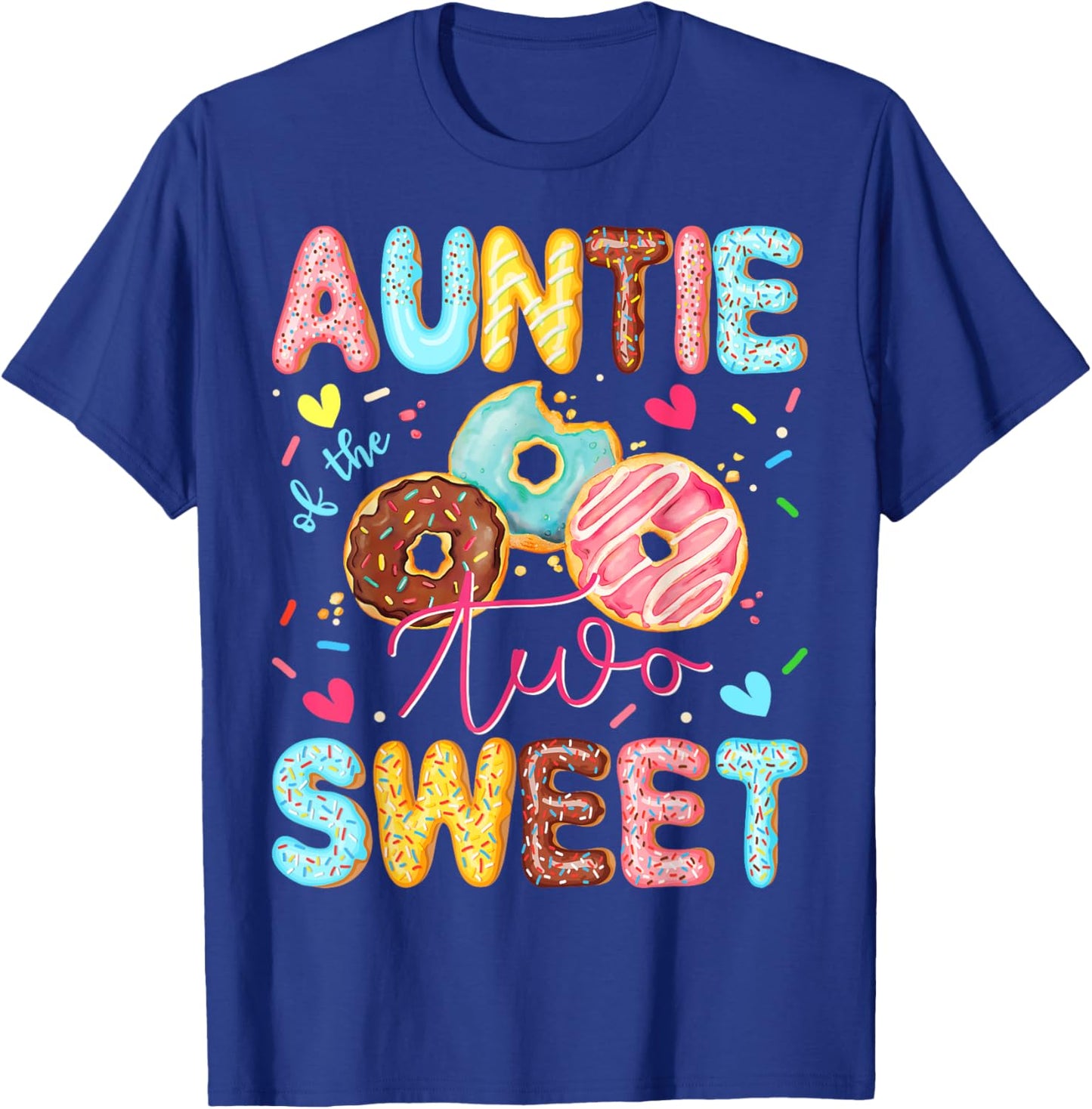 Auntie Of The Two Sweet 2Nd Birthday Girl Donut Lover T-Shirt - T-Shirt | Royal