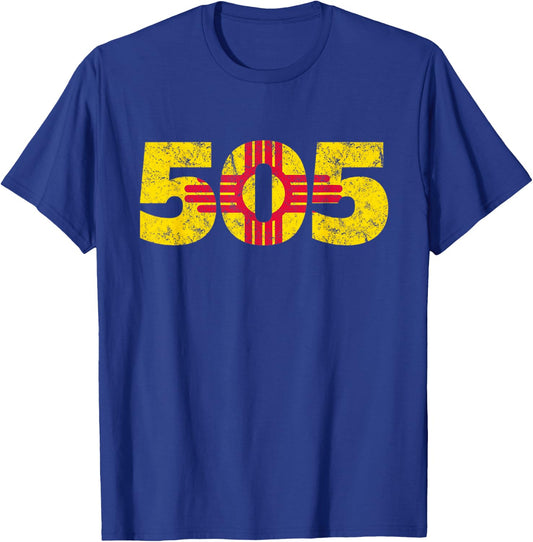505 New Mexico Zia Vintage Distressed T-Shirt - T-Shirt | Royal