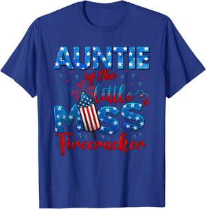 Auntie of The Little Miss Firecracker 4th of July Birthday T-Shirt - T-Shirt | Royal