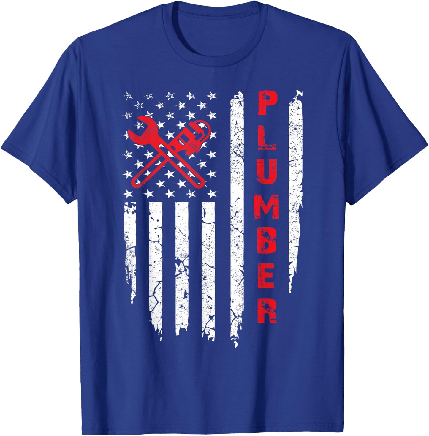 USA American Flag Plumber Men Women Plumbers Patriotic T-Shirt - T-Shirt | Royal