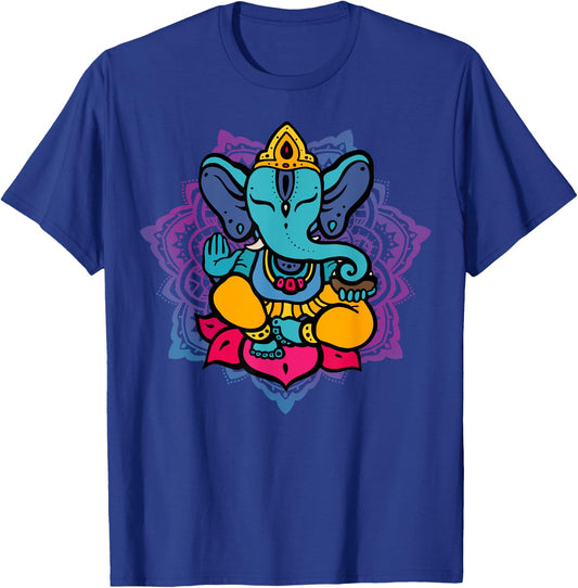 Beautiful Ganesha in Yoga Lotus Meditation Mandala T-Shirt - T-Shirt | Royal