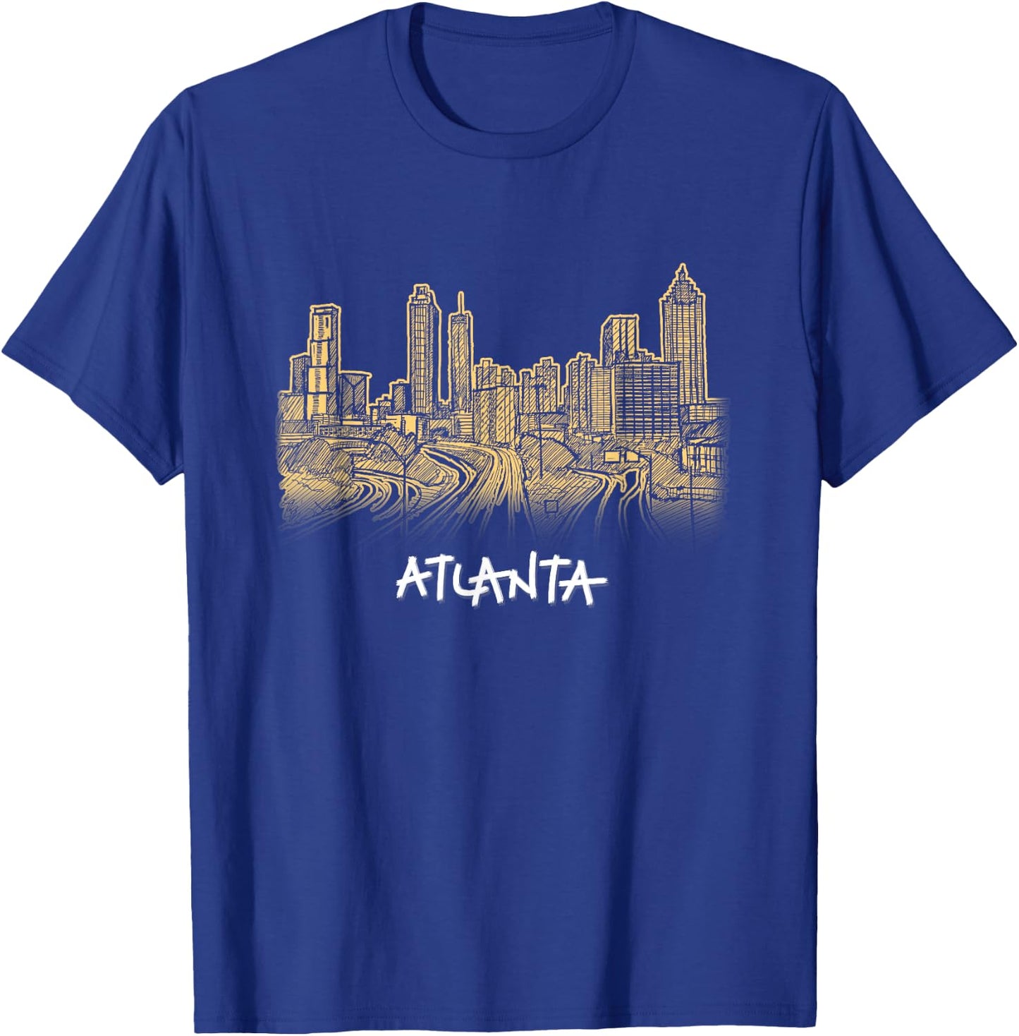Atlanta Georgia ATL Peach State Skyline Panorama T Shirt T-Shirt - T-Shirt | Royal