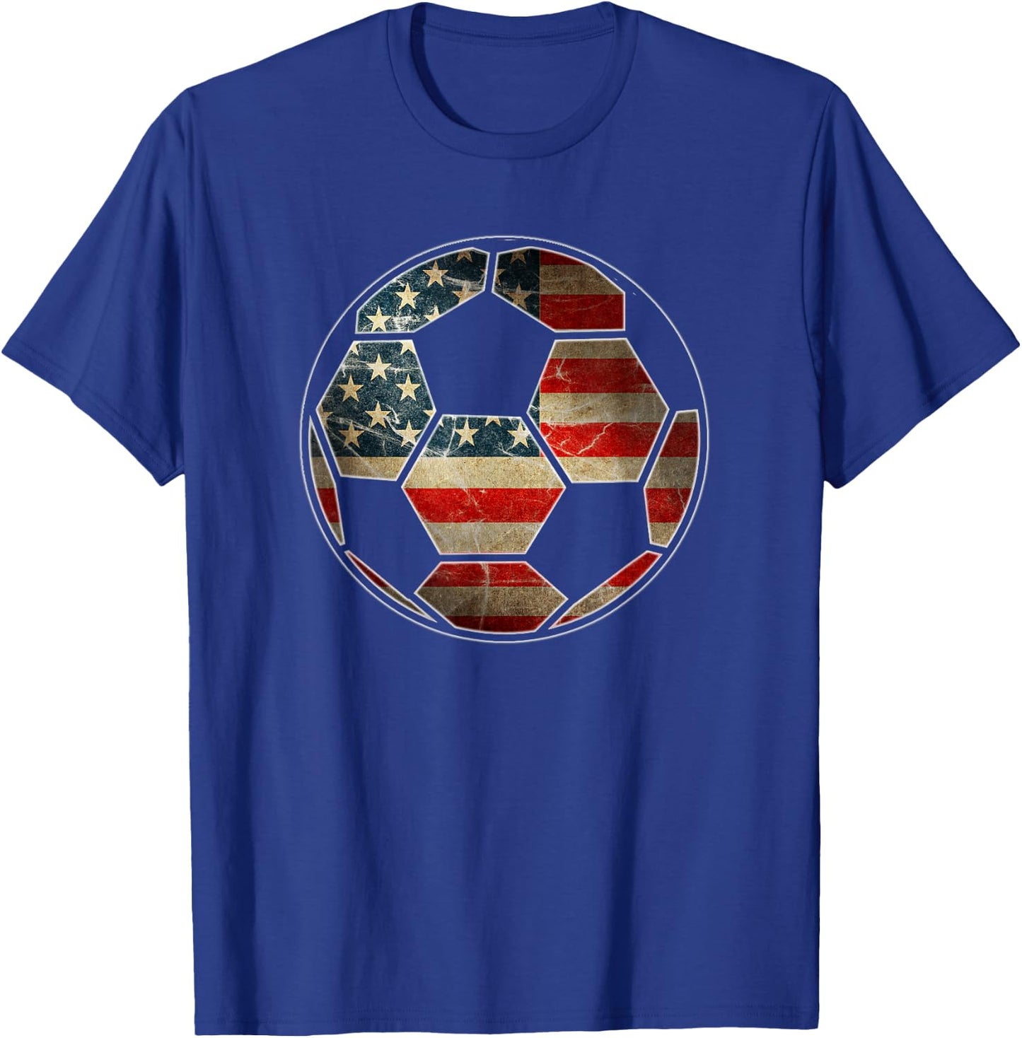 American Flag on Soccer Ball - Soccer Ball Flag T-Shirt - T-Shirt | Royal