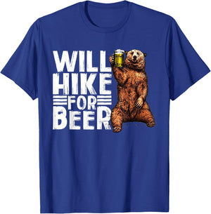 Will Hike For Beer Funny Hiking Drinking Lovers Saying T-Shirt - T-Shirt | Royal