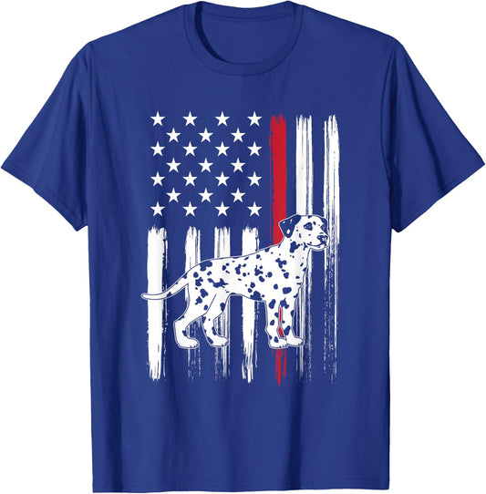 Dalmatian Firefighter Thin Red Line American Flag T-Shirt - T-Shirt | Royal