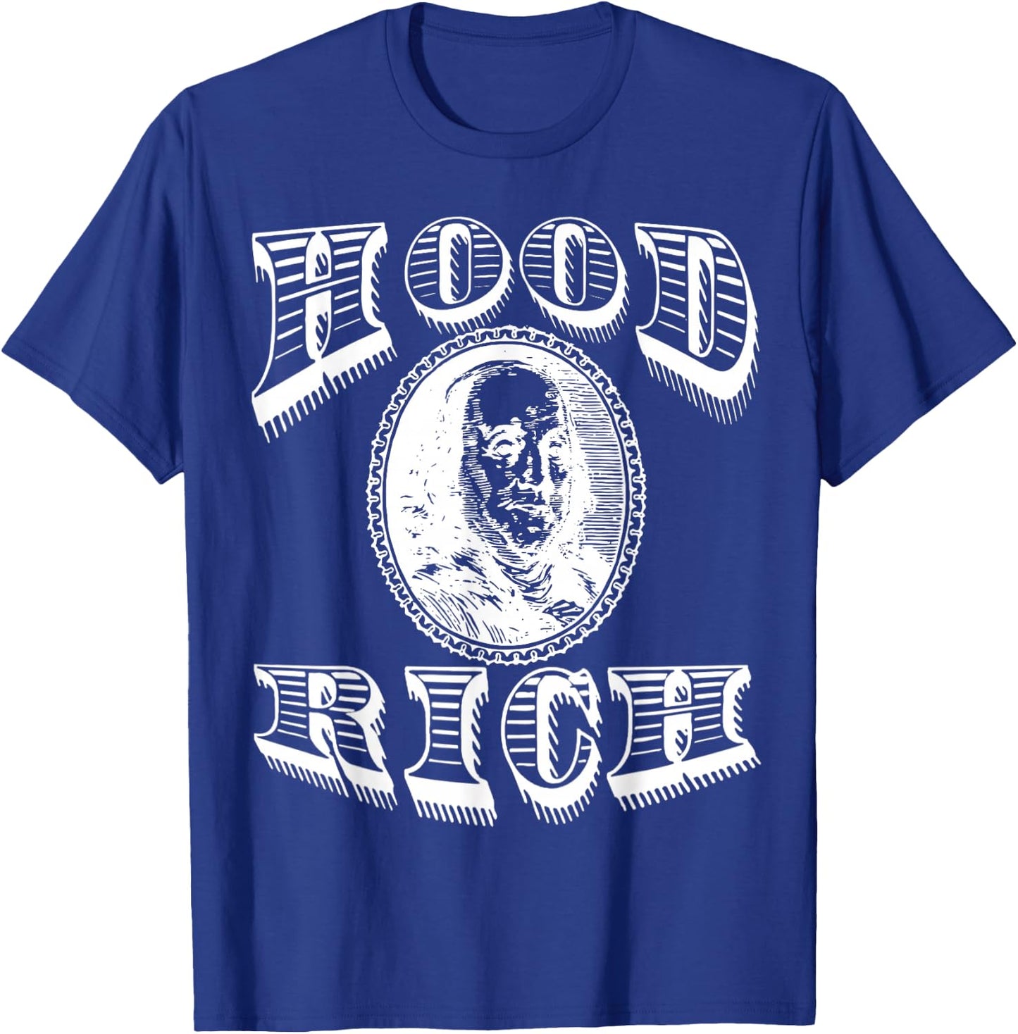 Hood Rich Benjamin Franklin Money Dollar Millionaire T-Shirt - T-Shirt | Royal