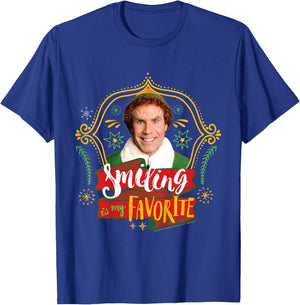 Kids Elf Buddy Smiling Is My Favorite Text Portrait T-Shirt - T-Shirt | Royal