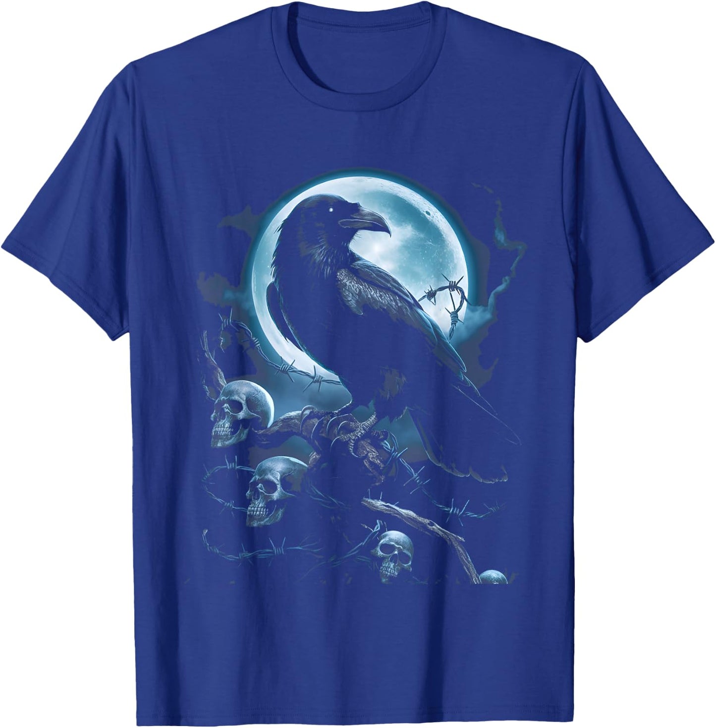 Black Crow Raven Bird Gothic Y2K Style Skull T-Shirt - T-Shirt | Royal