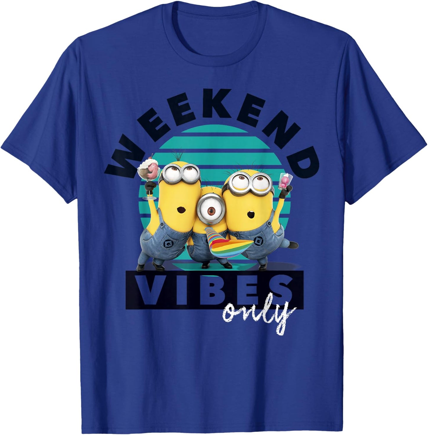 Despicable Me Minions Weekend Vibes Only Graphic T-Shirt - T-Shirt | Royal