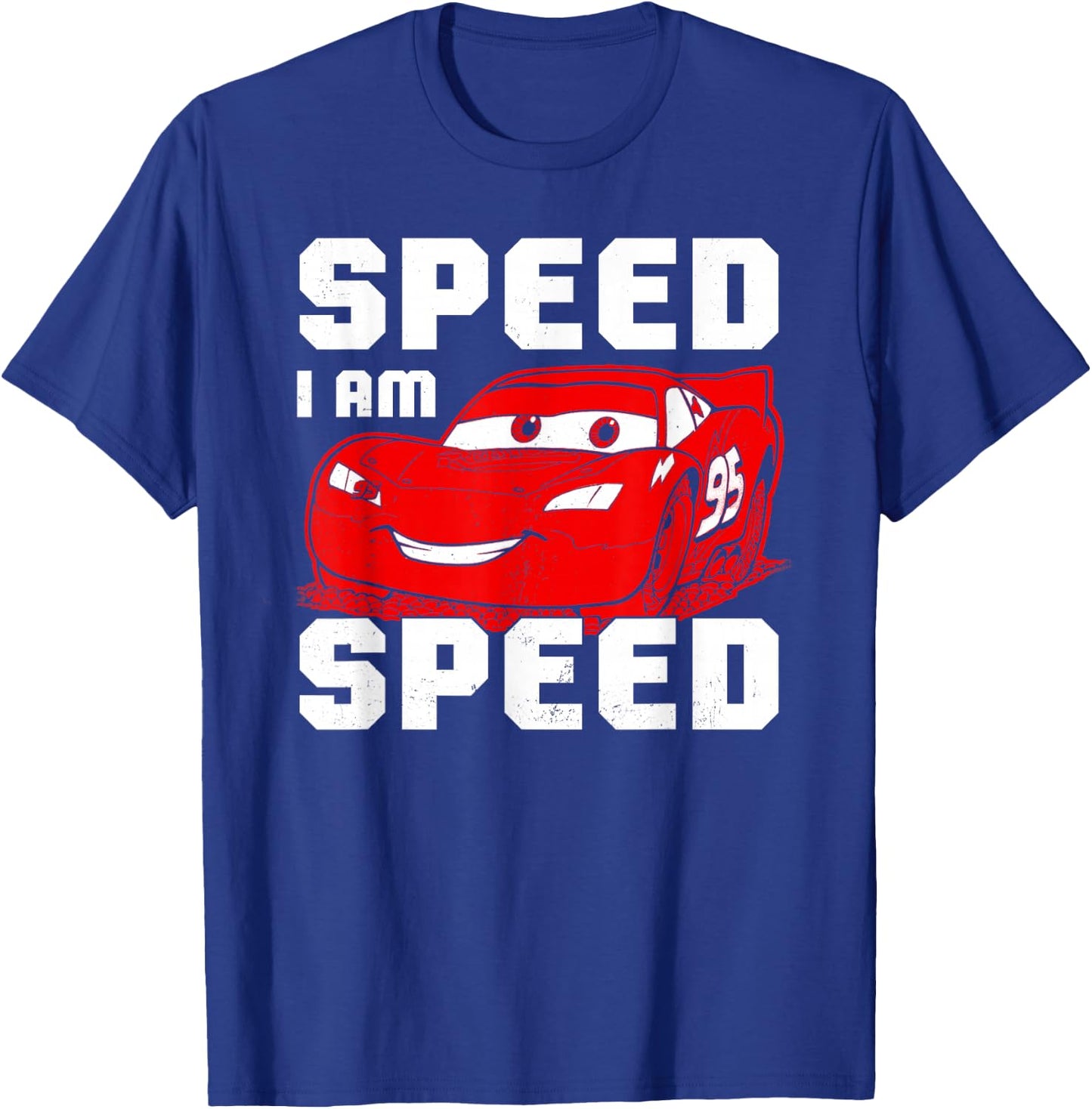 Disney Pixar Cars Lightning McQueen I Am Speed Vintage Logo T-Shirt - T-Shirt | Royal