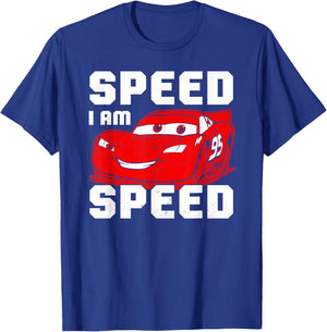 Disney Pixar Cars Lightning McQueen I Am Speed Vintage Logo T-Shirt - T-Shirt | Royal