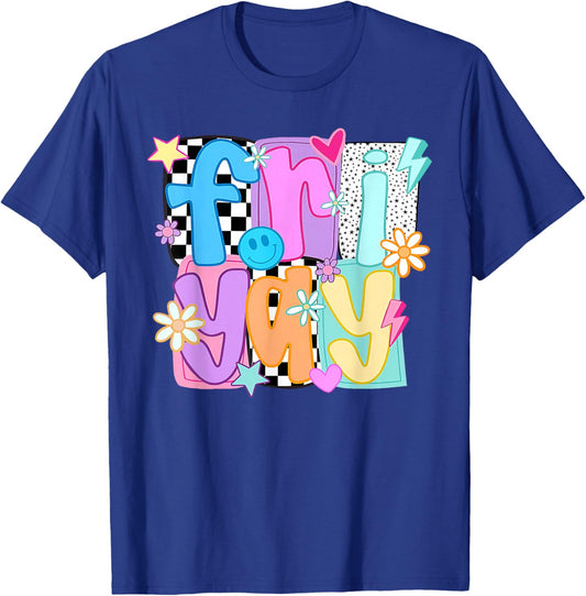 Friyay Teacher Happy First Day of School Back to School T-Shirt - T-Shirt | Royal