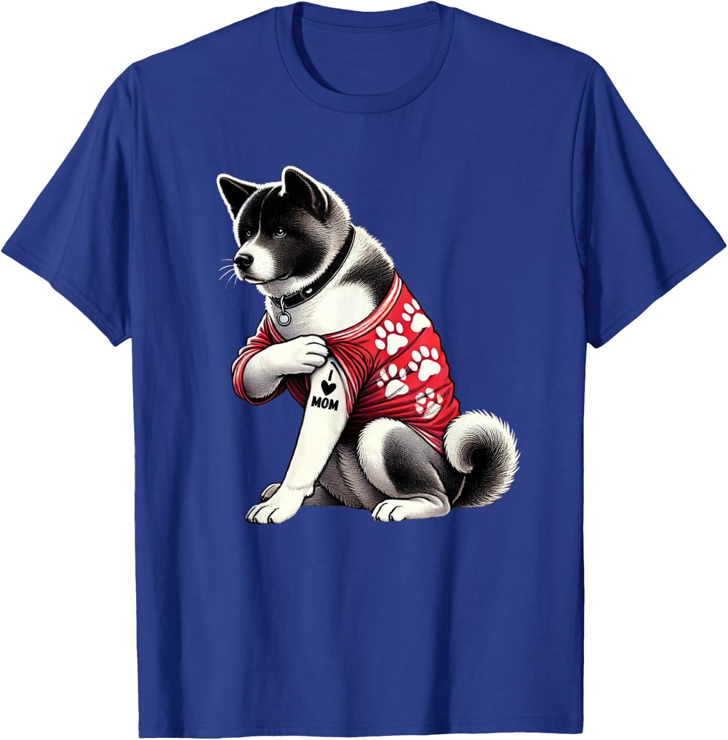 Funny I Love Mom Tattoo Akita Mom T-Shirt - T-Shirt | Royal