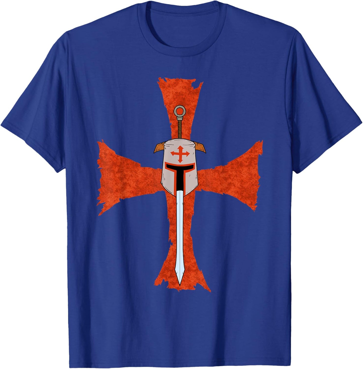 Deus Vult Crusade Sign Cross Crucifix Medieval Templar Sword T-Shirt - T-Shirt | Royal