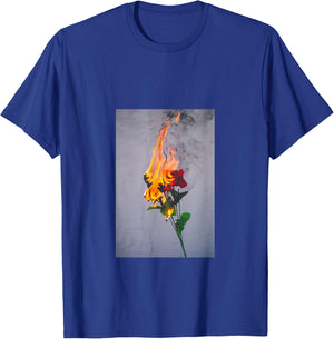 Sad Boy Sad Girl Aesthetic Burning Red Flower Pastel T-Shirt - T-Shirt | Royal