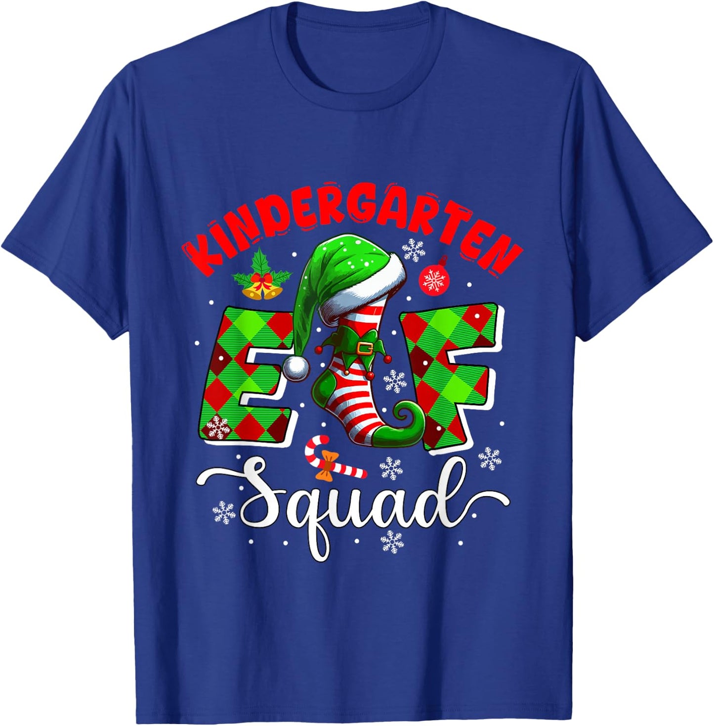 Kindergarten Elf Squad Christmas Teachers Students Team T-Shirt - T-Shirt | Royal