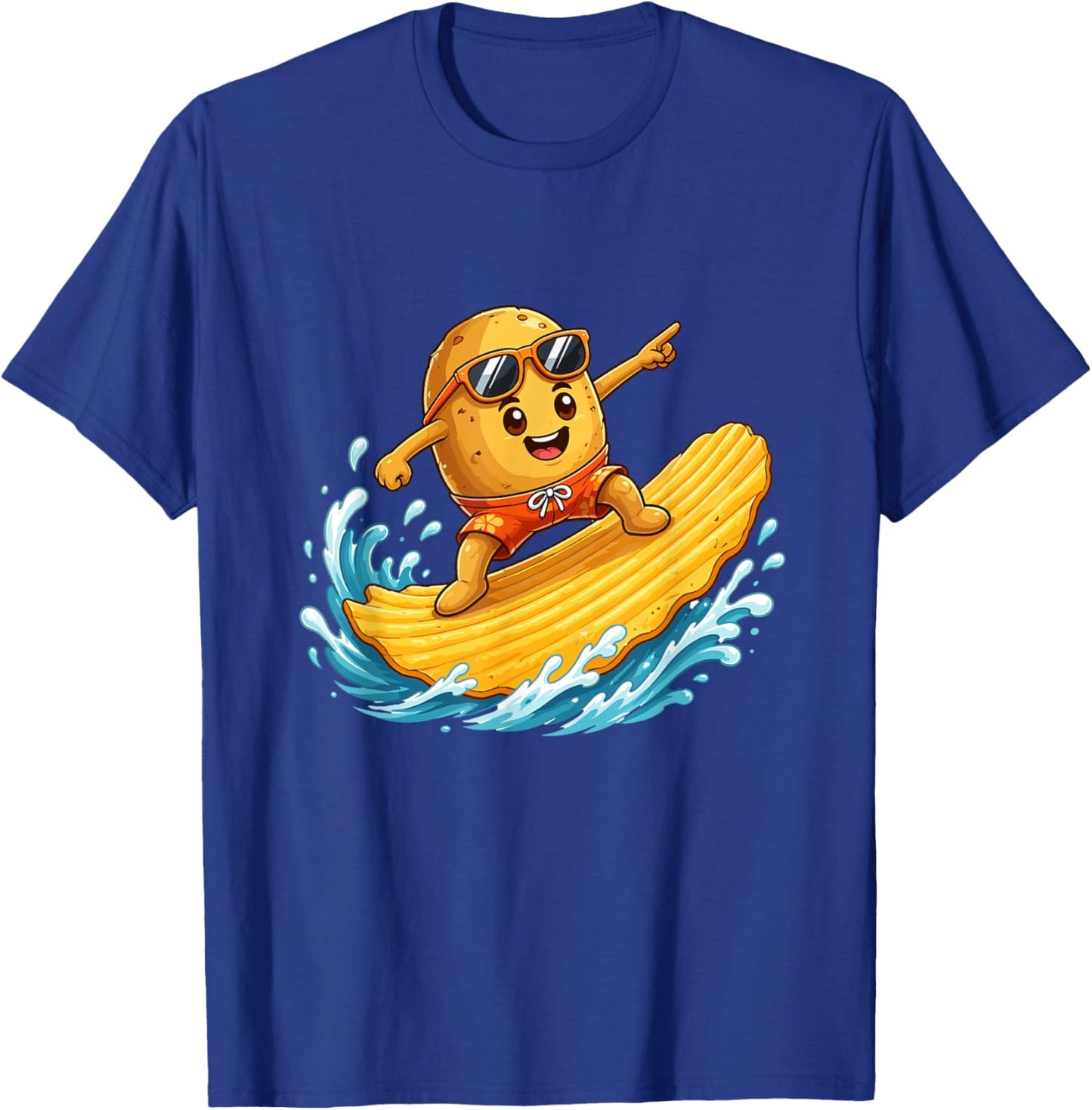 Surfing Potato Chip Wave Cool Sunglasses T-Shirt - T-Shirt | Royal