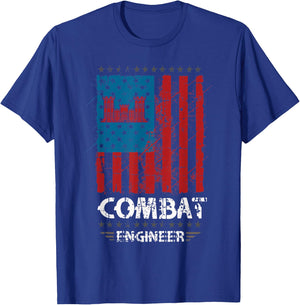 Combat Engineer - American Flag Distressed - U.S. Military Women Men T-Shirt - T-Shirt | Royal
