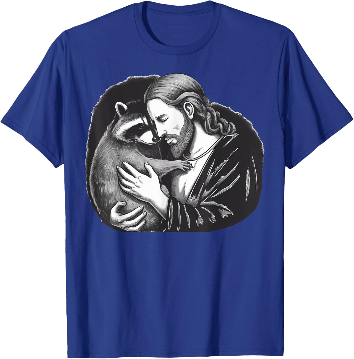 Jesus Hugging Raccoon T-Shirt - T-Shirt | Royal