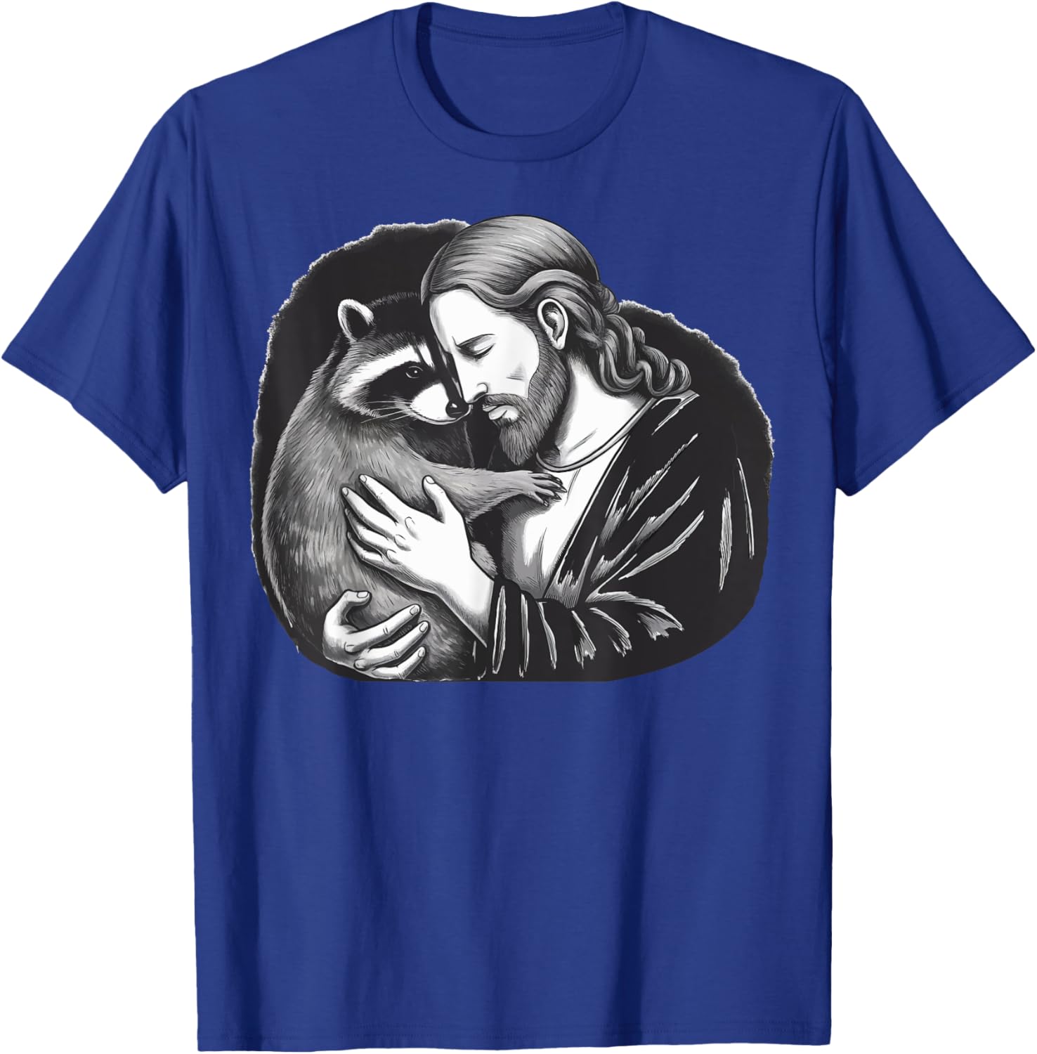 Jesus Hugging Raccoon T-Shirt - T-Shirt | Royal