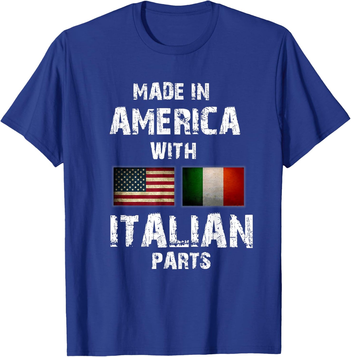 Made in America with Italian Parts Funny Gift Italy Flag T-Shirt - T-Shirt | Royal