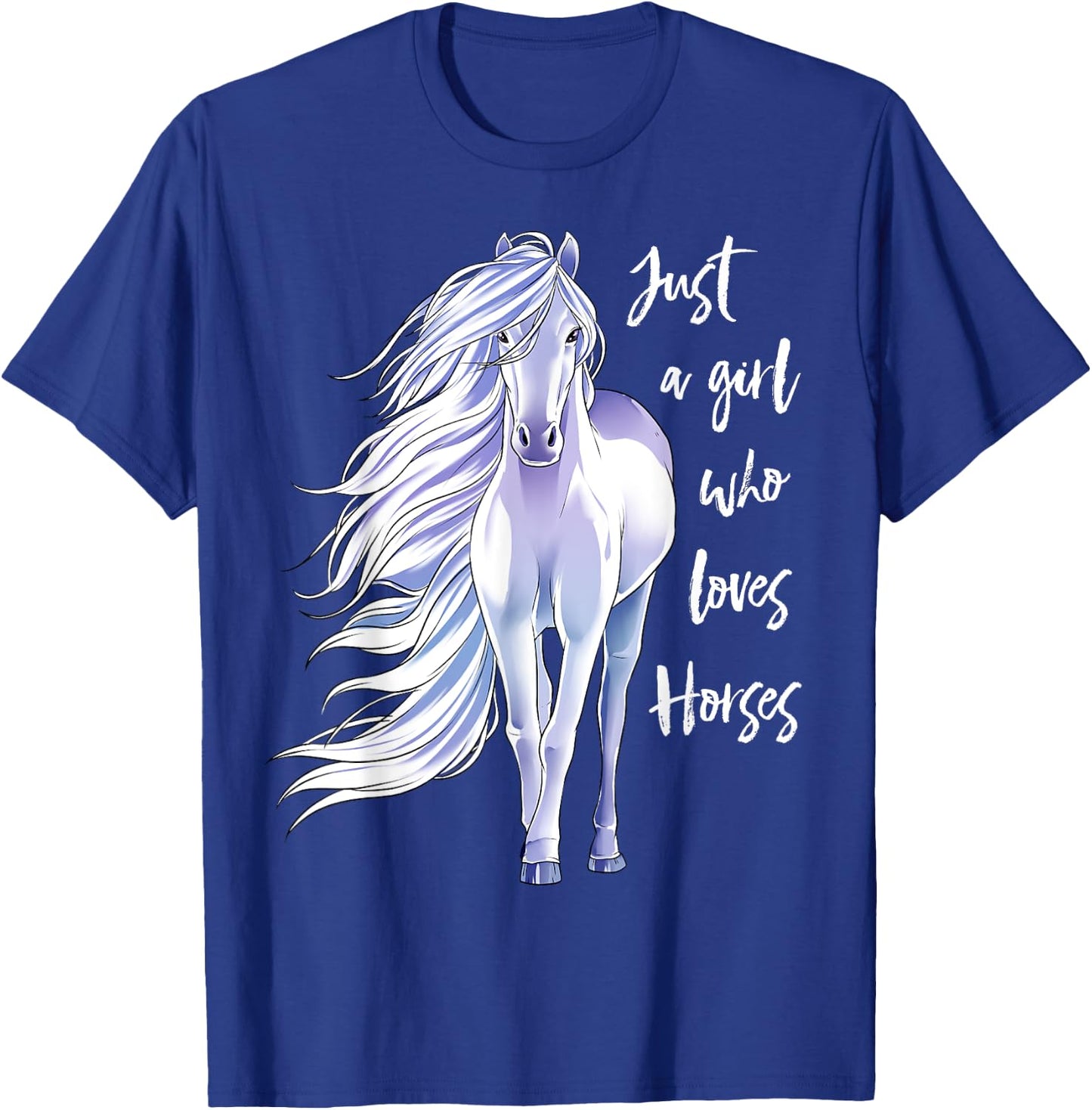 Horse Just A Girl Who Loves Horseback Riding Equestrian Farm T-Shirt - T-Shirt | Royal
