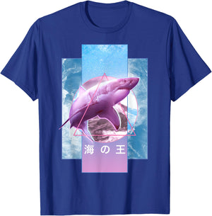 Vaporwave Shark Retro 80s 90s Japanese Otaku Aesthetic T-Shirt - T-Shirt | Royal