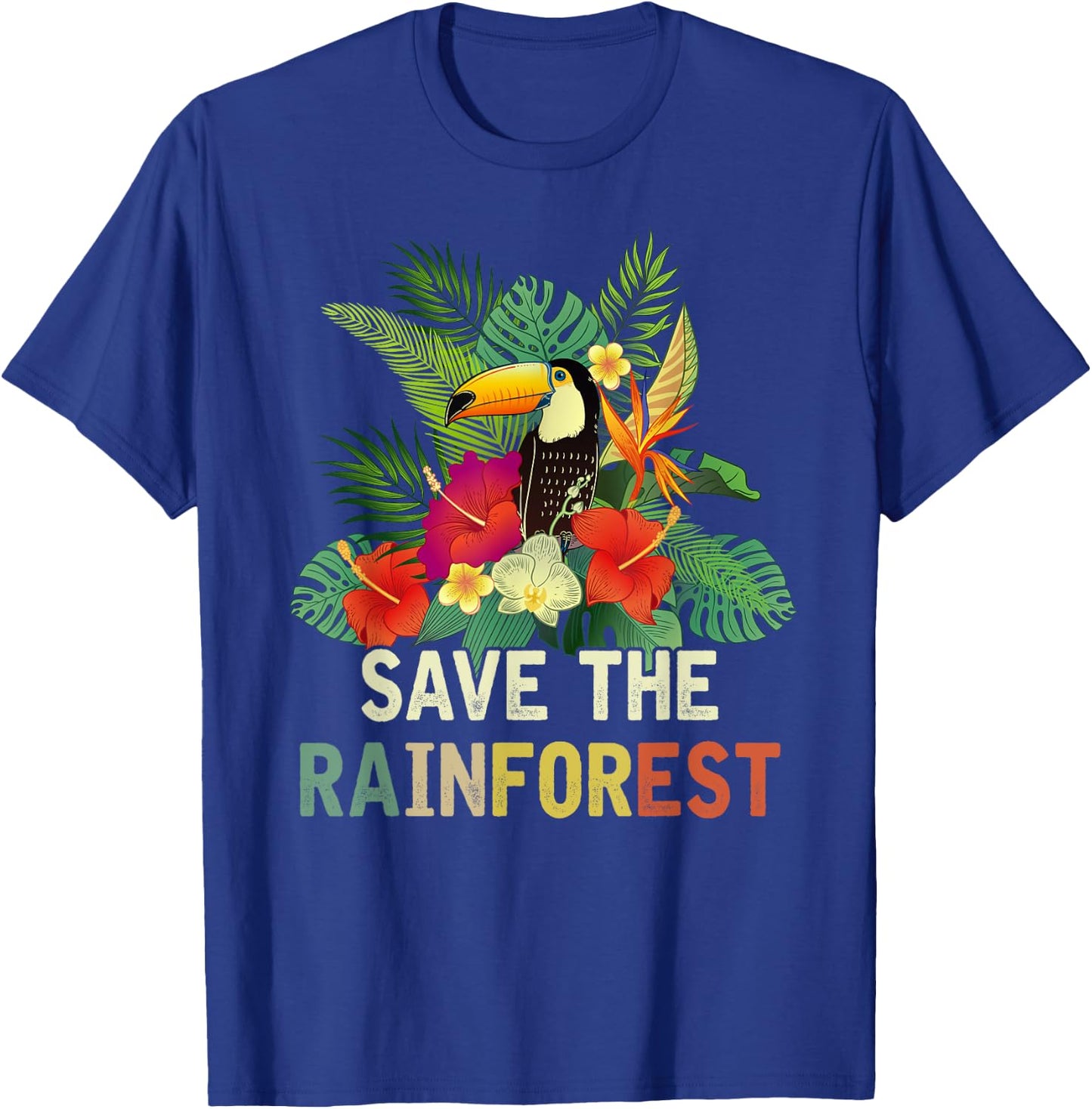 Retro Style Save The Rainforest Earth Day Gift T-Shirt - T-Shirt | Royal