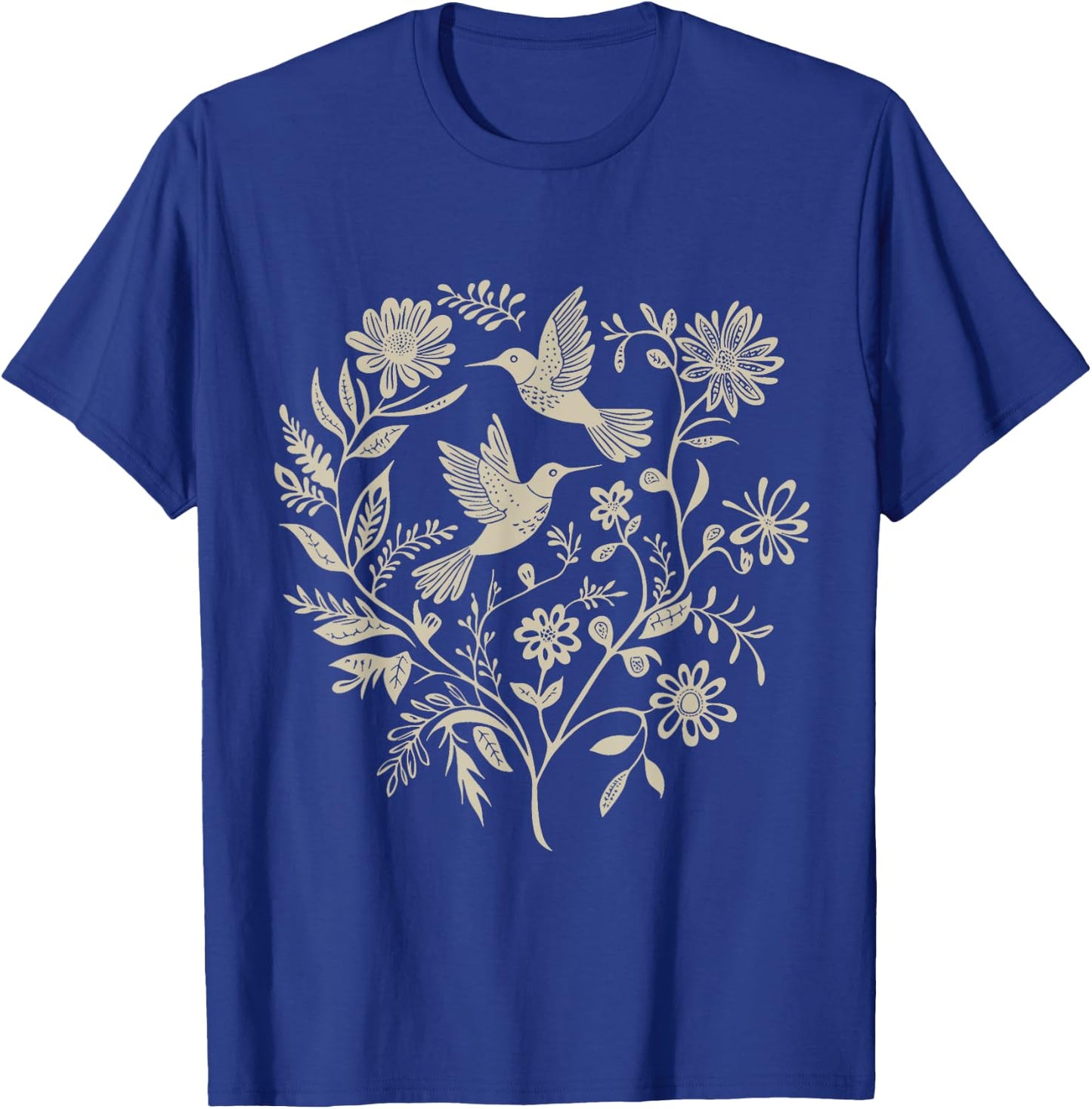Cottagecore Birds and Flowers T-Shirt - T-Shirt | Royal