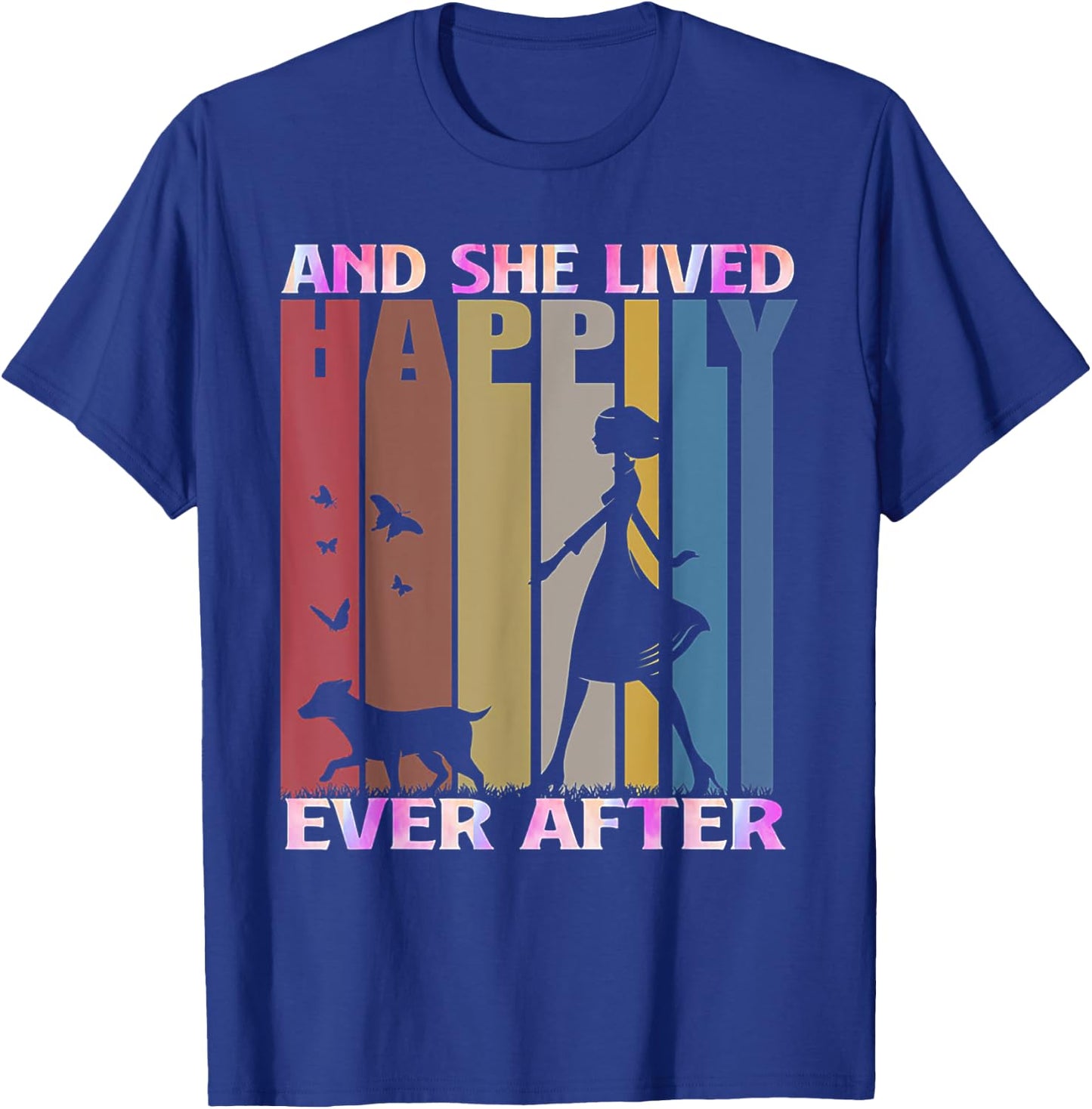 And She Lived Happily Ever After Vintage Dog Lover Gift Women T-Shirt - T-Shirt | Royal