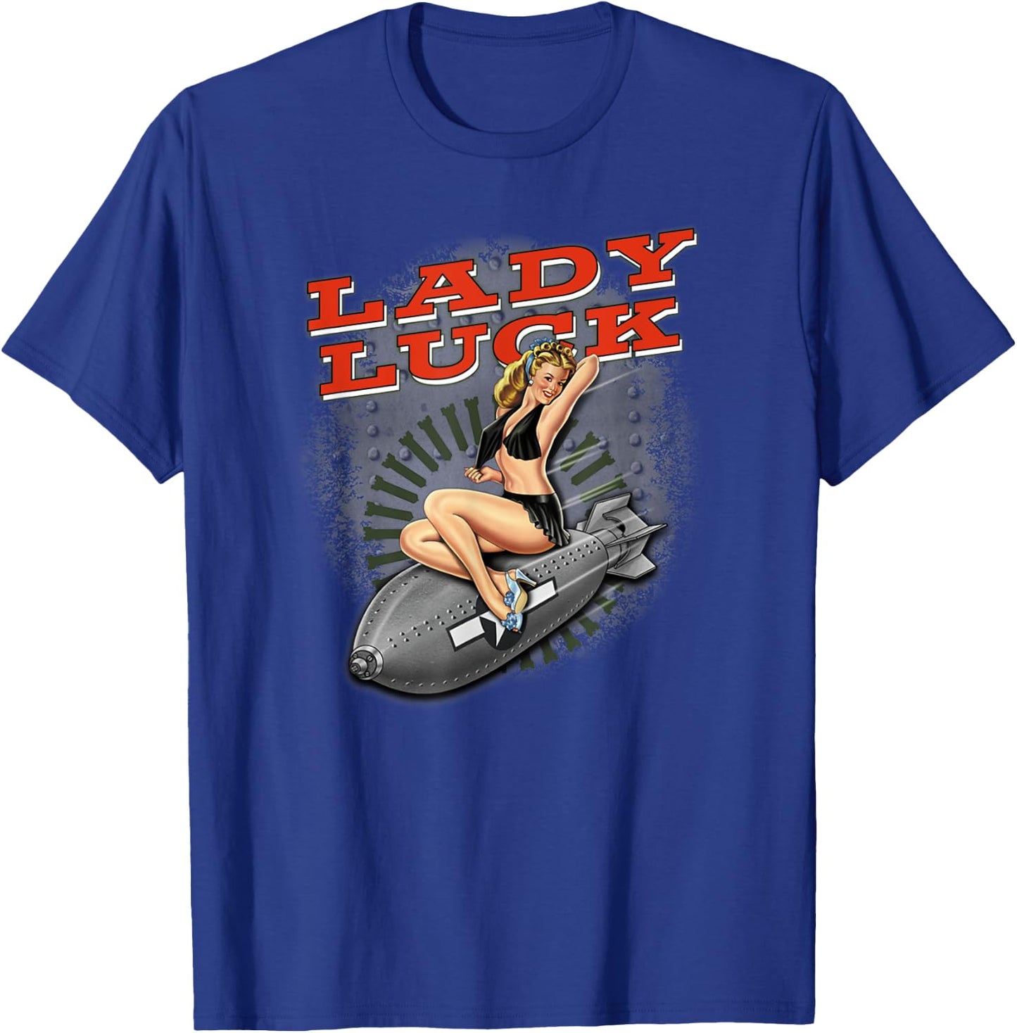 Lady Luck" Super nice Bomber nose art T-Shirt - T-Shirt | Royal
