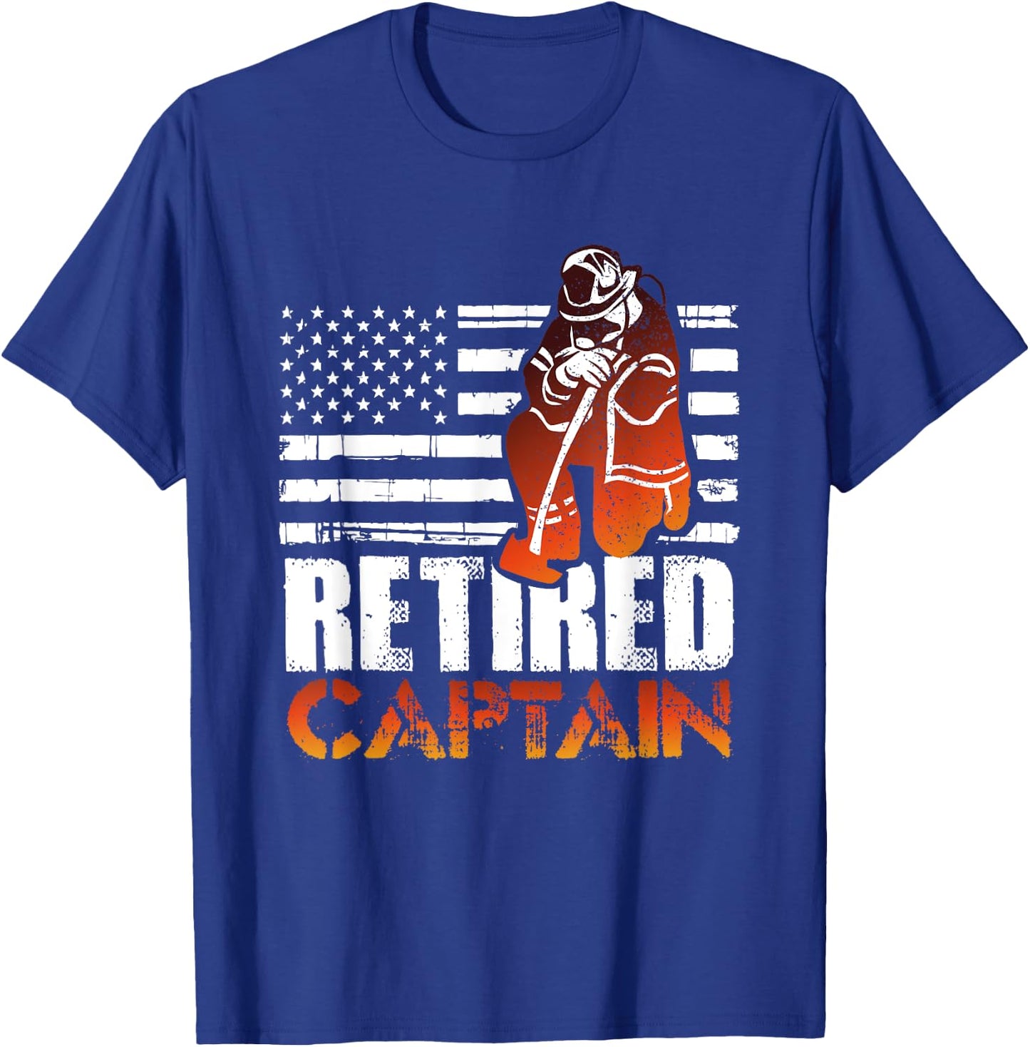Retired American Firefighter Captain Retirement Gift T-Shirt - T-Shirt | Royal