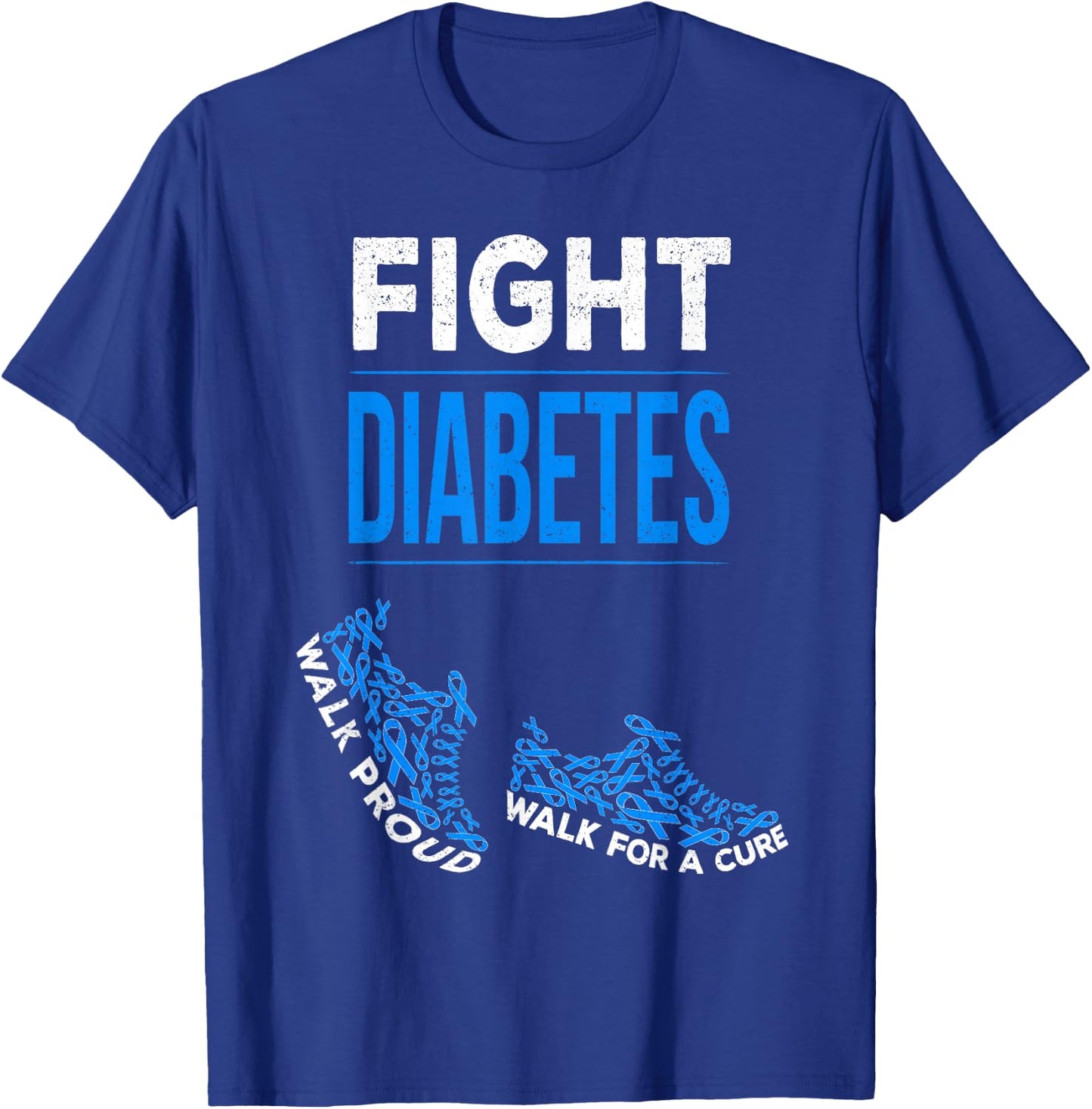 Fight Diabetes Walk for a Cure Awareness Ribbon T1D Type 1 T-Shirt - T-Shirt | Royal