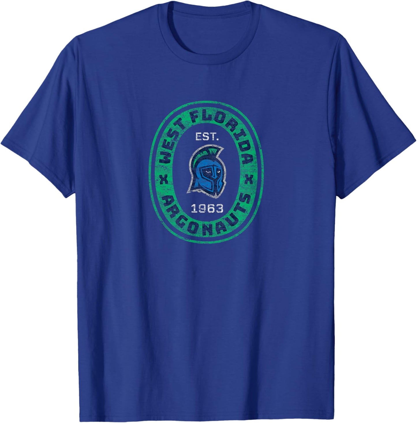 University of West Florida UWF Argonauts Retro Crest Seal T-Shirt - T-Shirt | Royal