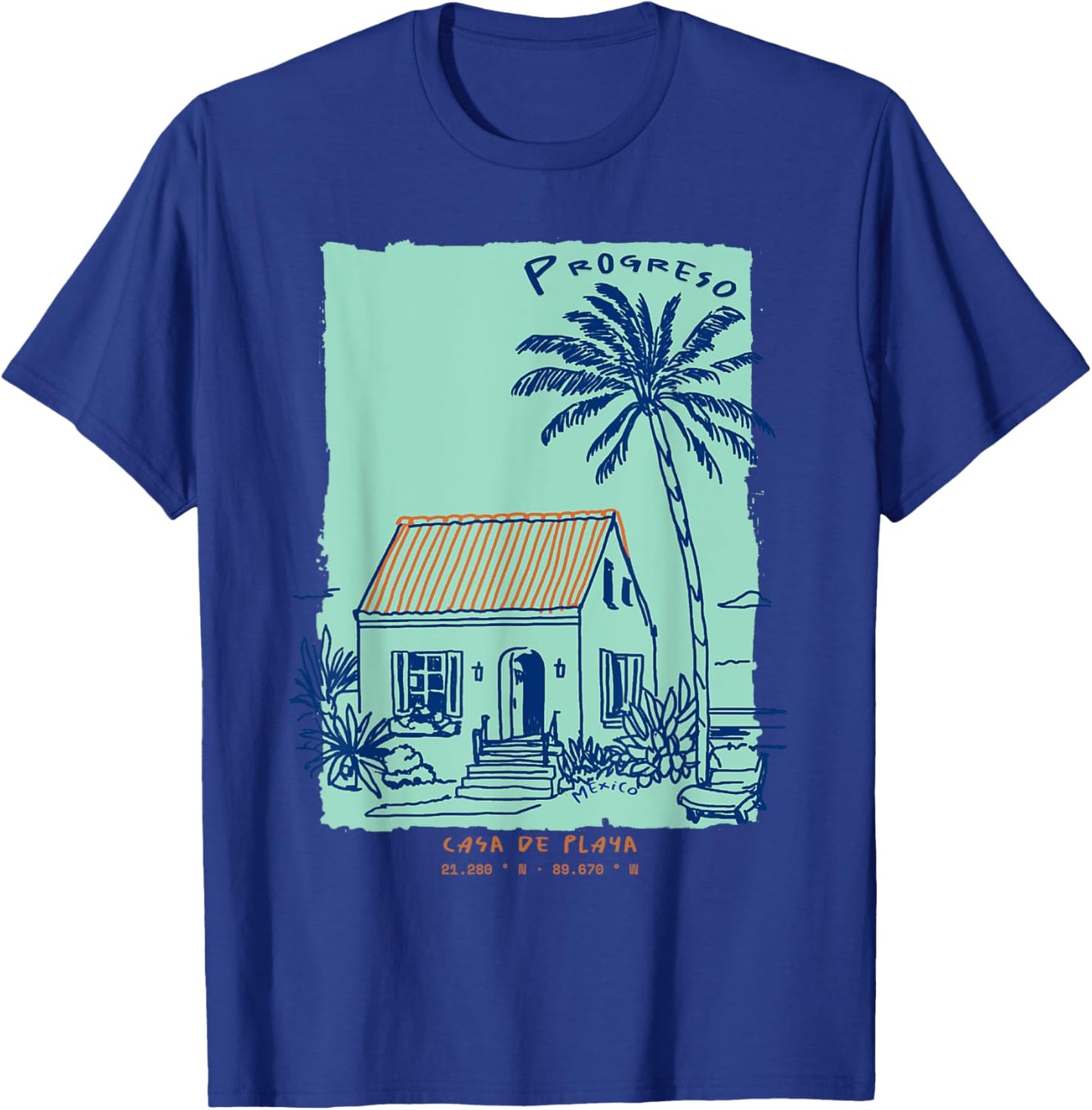 Progreso Mexico Souvenir Yucatan Cruise Port Vintage Art T-Shirt - T-Shirt | Royal