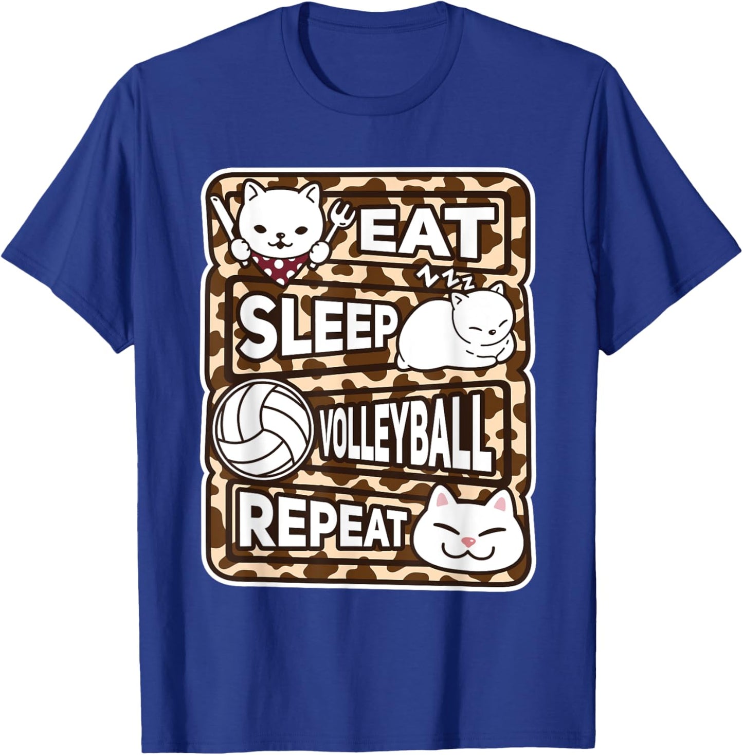 Eat Sleep Volleyball Repeat Girl Boy Volleyball Lover Outfit T-Shirt - T-Shirt | Royal