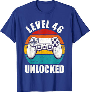 Level 46 Unlocked Funny Video Gamer 46 Birthday 46 Year Old T-Shirt - T-Shirt | Royal