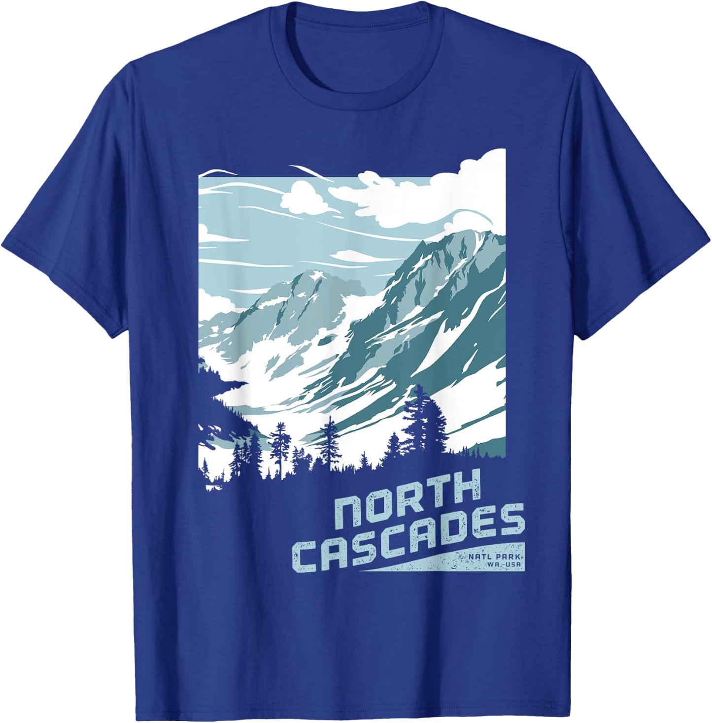 North Cascades National Park T shirt Washington Vintage Gift T-Shirt - T-Shirt | Royal