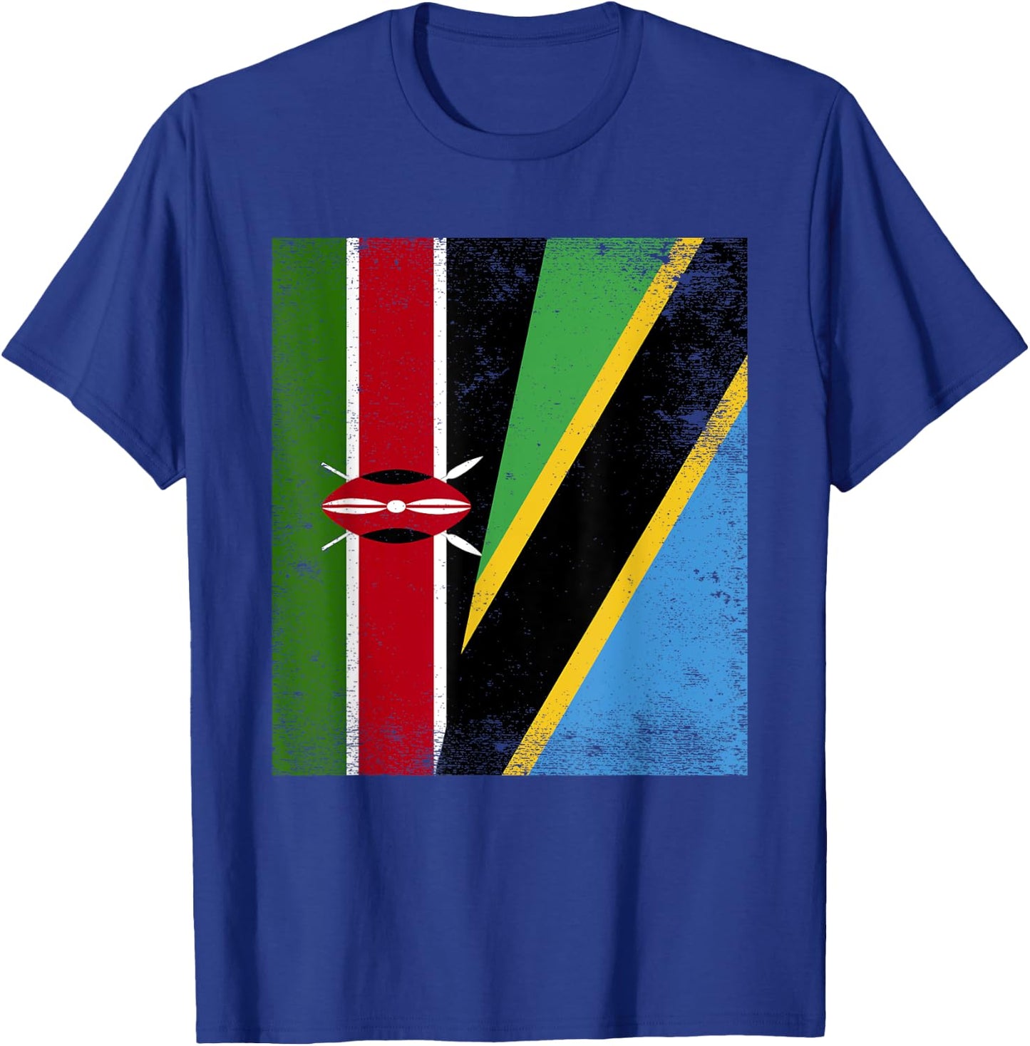 Kenya Tanzania Half Flag Kenyan Tanzanian Roots T-Shirt - T-Shirt | Royal
