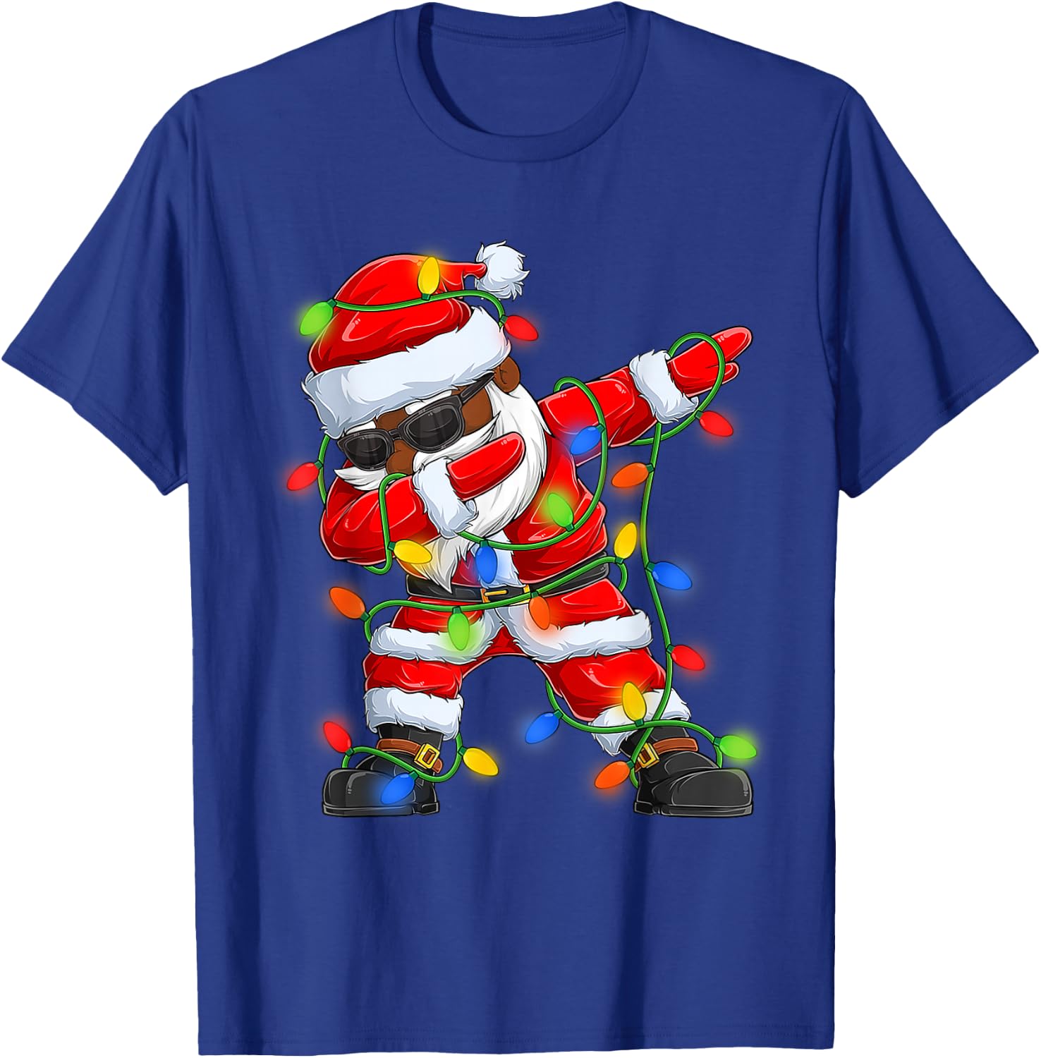Dabbing Santa Black African American Boys Men Christmas 2025 T-Shirt - T-Shirt | Royal