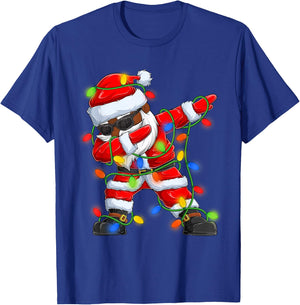Dabbing Santa Black African American Boys Men Christmas 2025 T-Shirt - T-Shirt | Royal