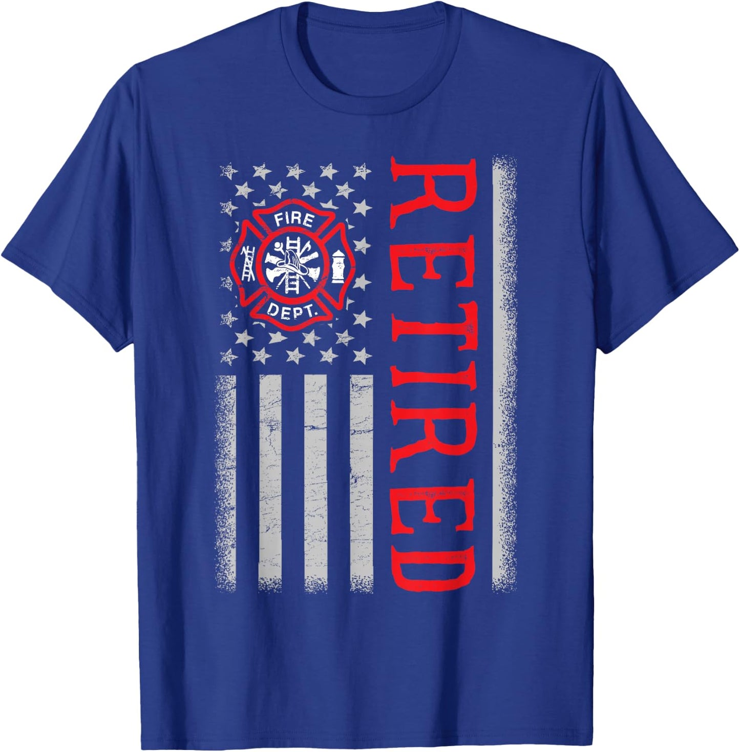 Thin Red Line Firefighter American Flag Retired T-Shirt - T-Shirt | Royal