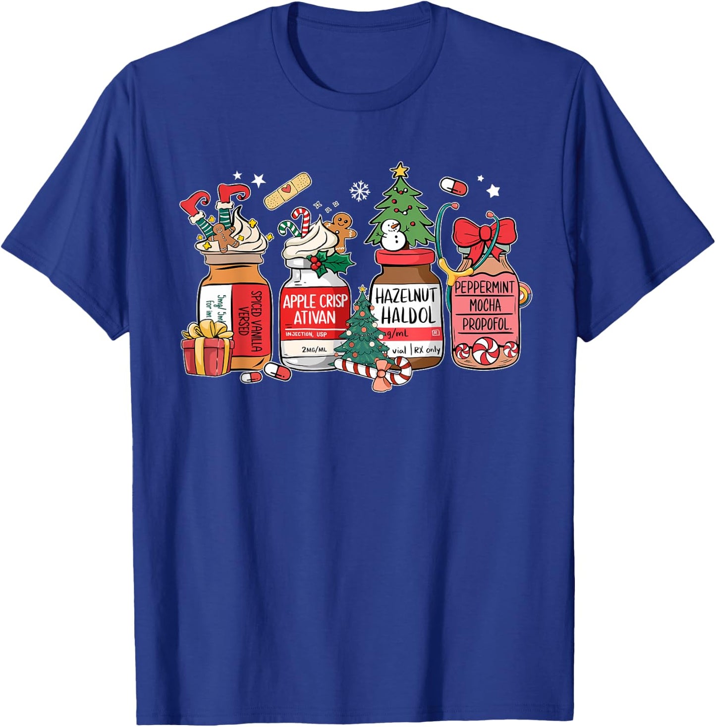 Christmas Nurse Funny Peppermint Mocha Propofol ER ED ICU RN T-Shirt - T-Shirt | Royal