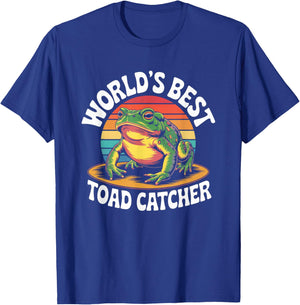Worlds Best Toad Catcher Hunter Funny Amphibian Love Toads T-Shirt - T-Shirt | Royal