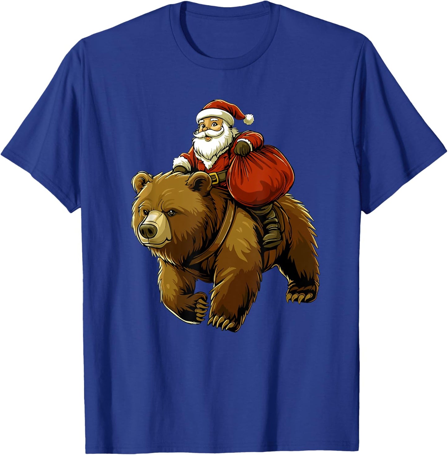 Funny Santa Bear Christmas Kids Boys Men Xmas T-Shirt - T-Shirt | Royal
