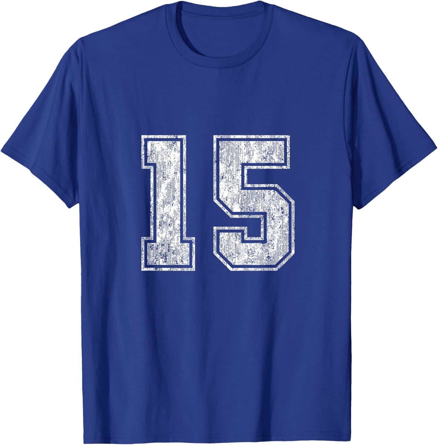 Number 15 Vintage Fifteen Sports Design T-Shirt - T-Shirt | Royal