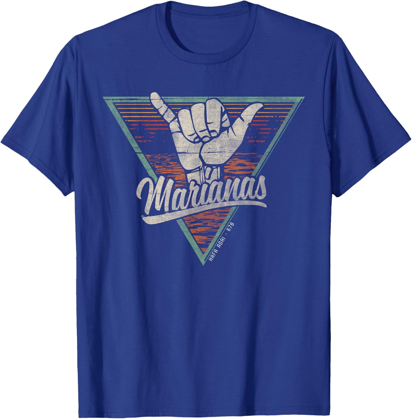 Retro Shaka Marianas Shirt - CNMI T-Shirt - T-Shirt | Royal