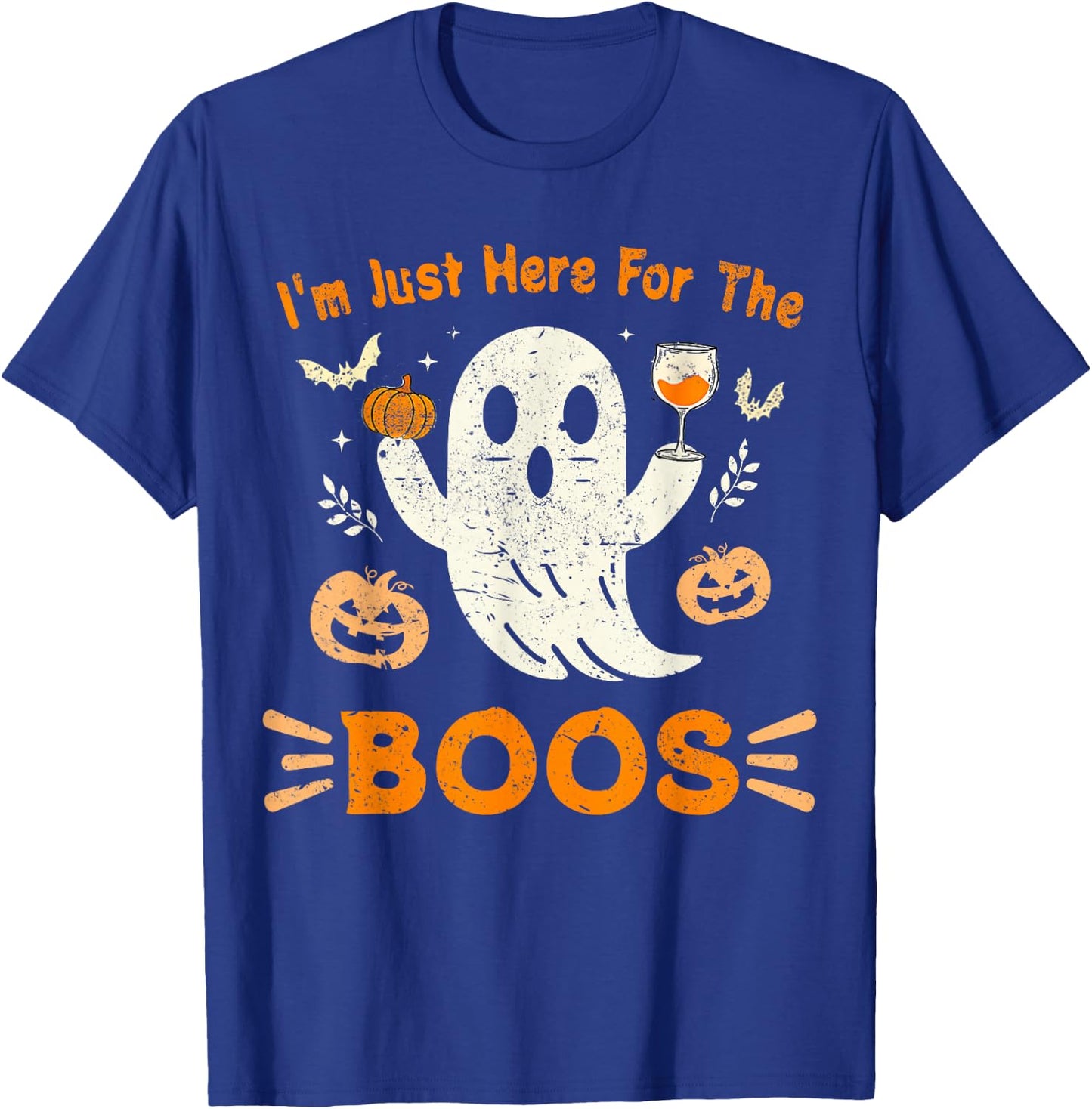 I'm Just Here For The Boos Funny Ghost Retro Halloween T-Shirt - T-Shirt | Royal